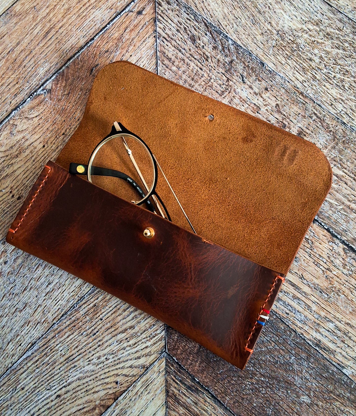 Étui à lunettes en cuir Wax
