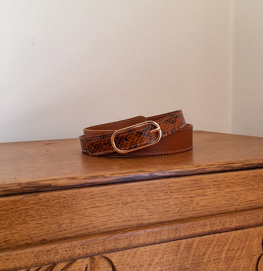 Ceinture ”Marie” bi-matière marron
