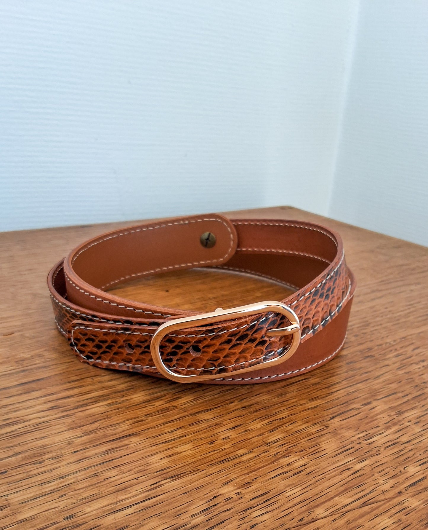 Ceinture ”Marie” bi-matière marron