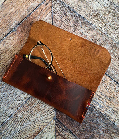 Étui à lunettes en cuir Wax